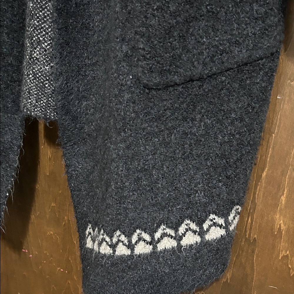 Max Studio  Cozy Black Charcoal Patterned Open-Front Women's Cardigan Sweater XL - Picture 5 of 10